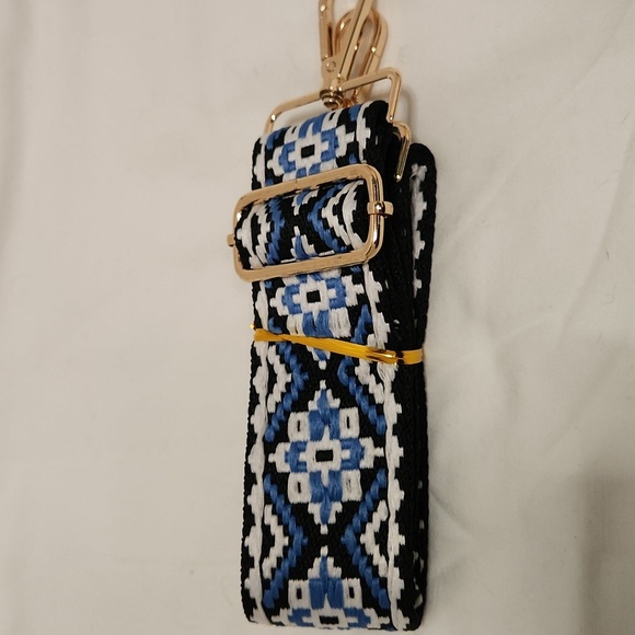 New! Vegan leather black purse with 2 shoulder straps crossbody handbag gold - Picture 9 of 10